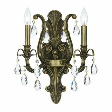 CRYSTORAMA Antique Brass / Hand Polished Dawson 2 Light Candle Style Crystal Wall Sconce 5563-AB-CL-MWP